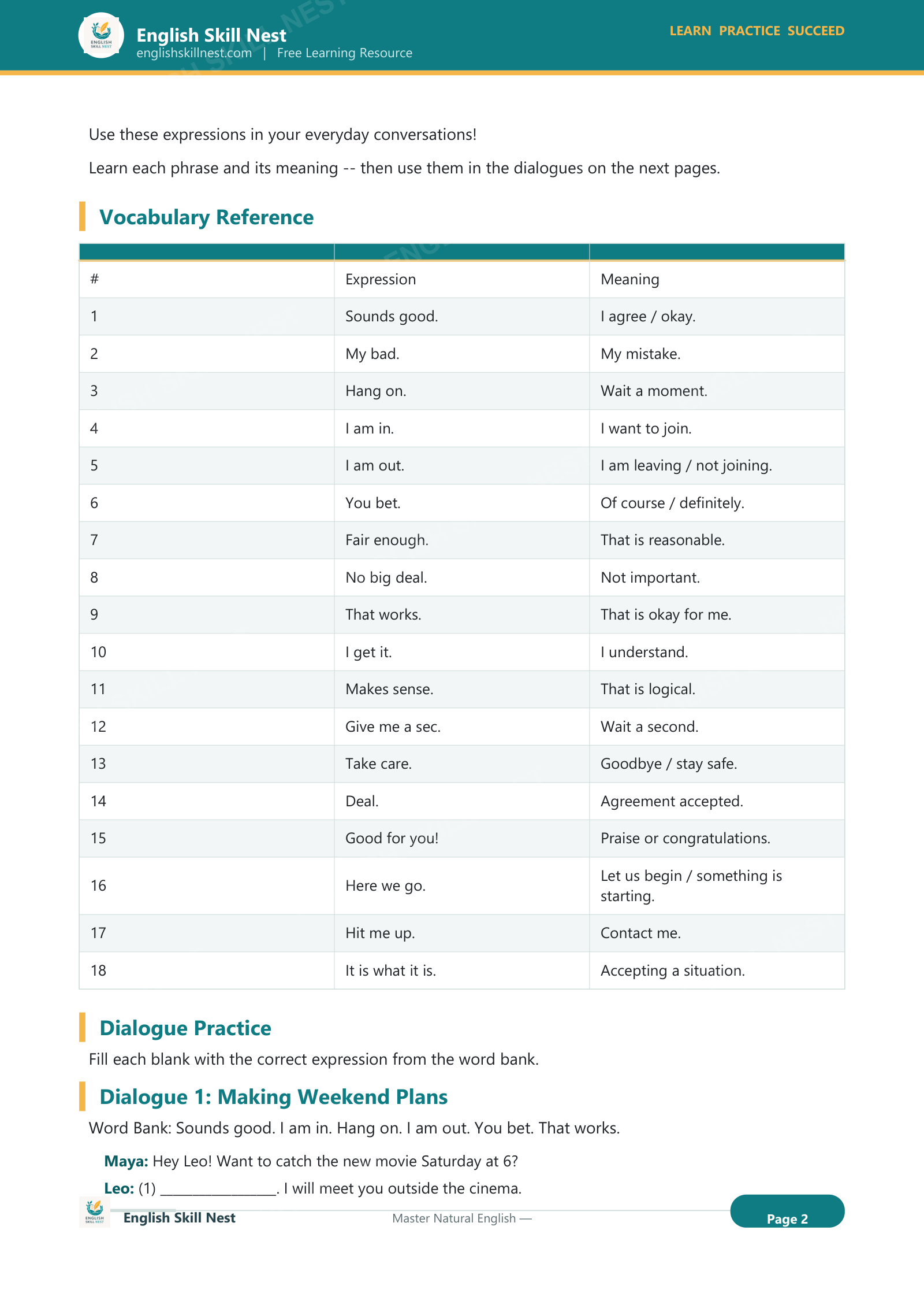 18 Daily English Expressions - page 2 preview