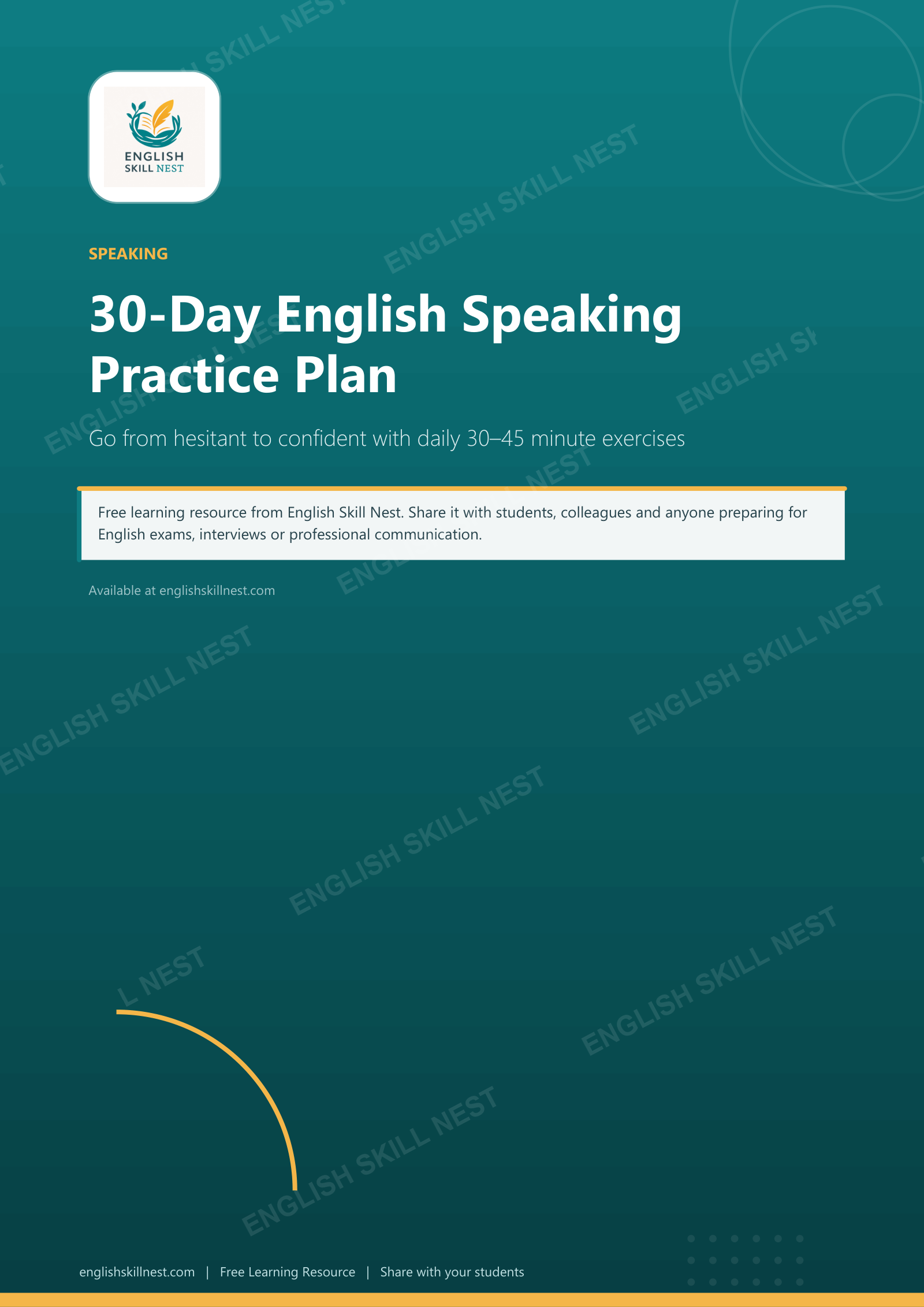 30-Day English Speaking Practice Plan - page 1 preview