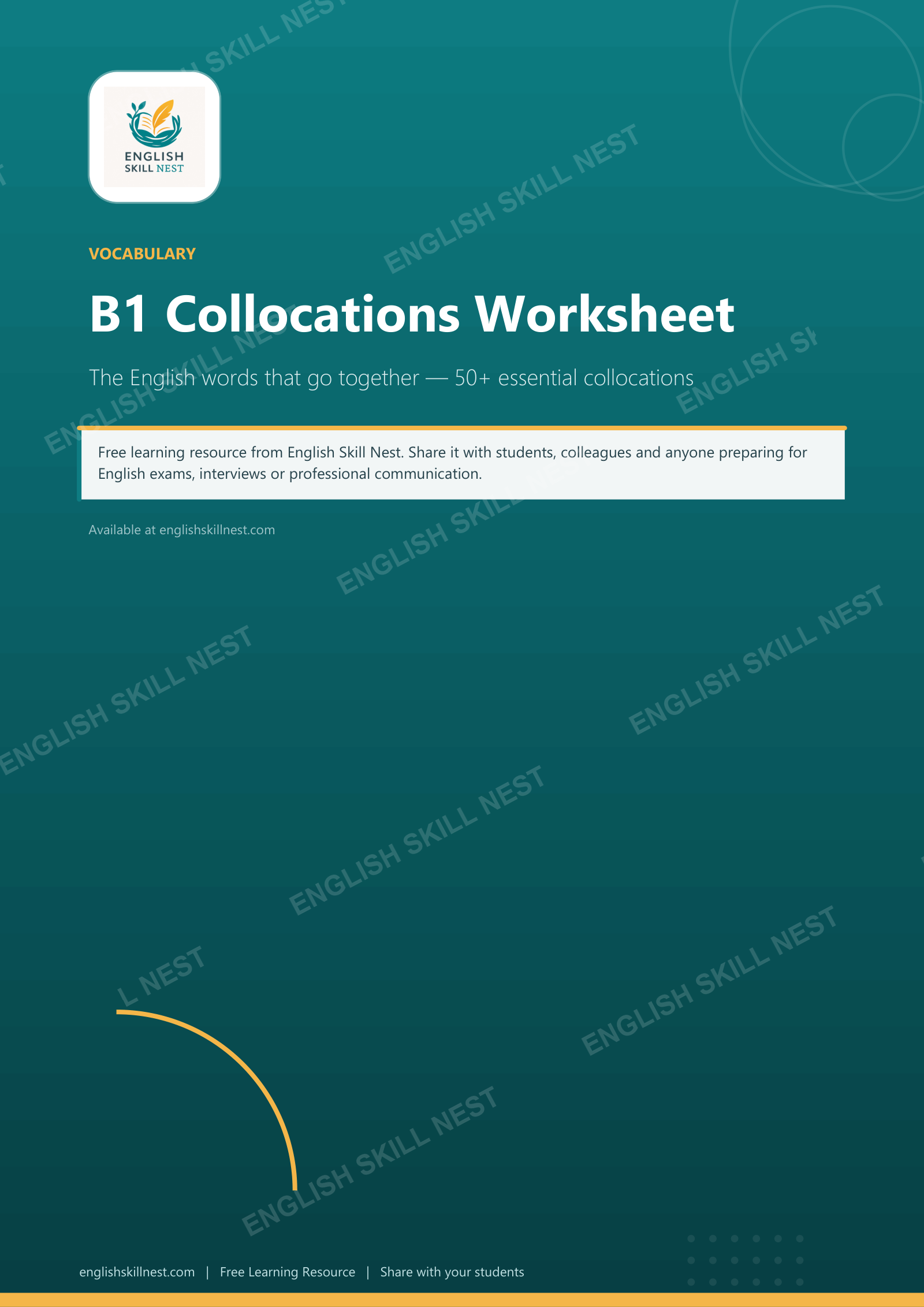 B1 Collocations Worksheet - page 1 preview