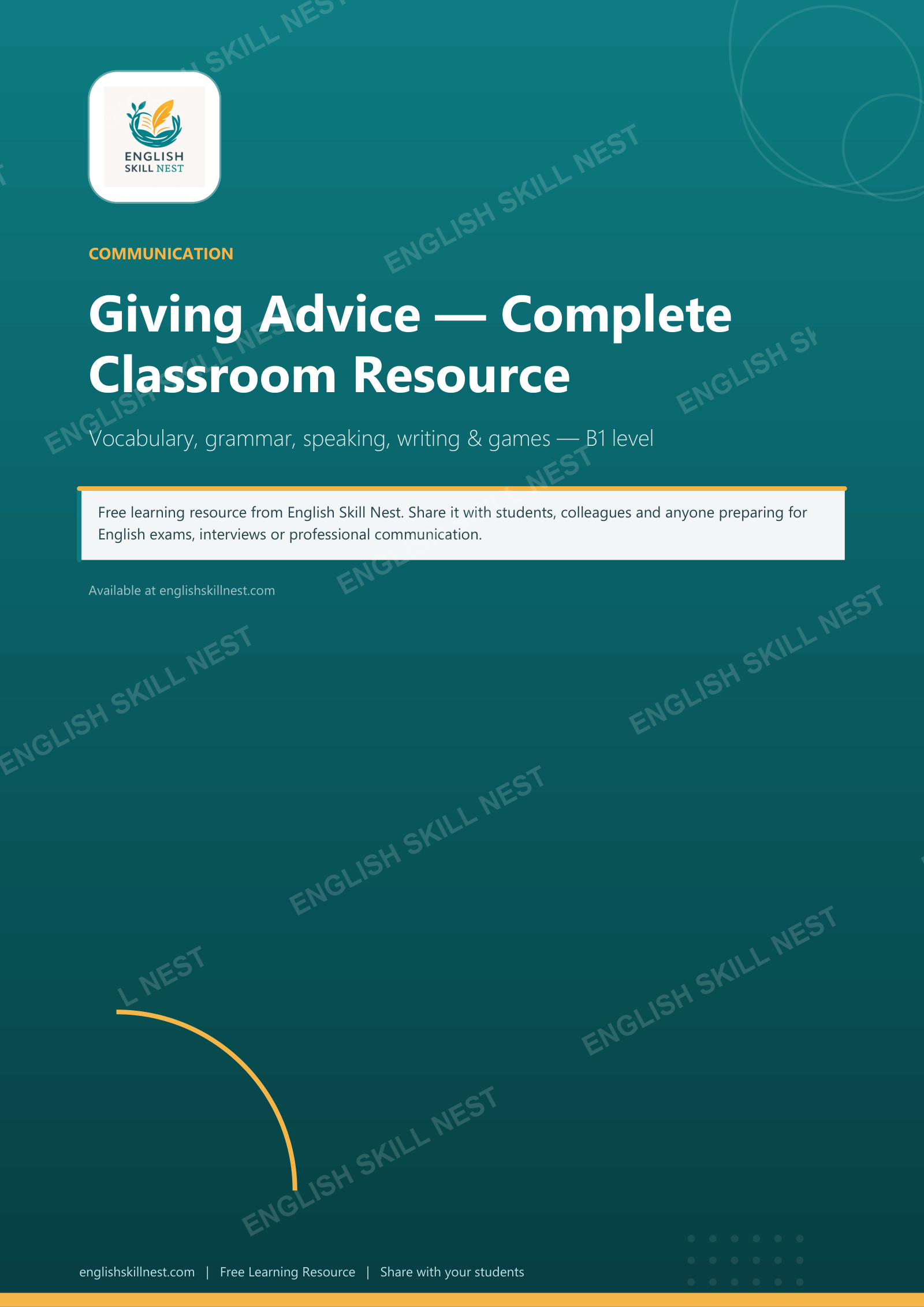 Giving Advice — Complete Classroom Resource - page 1 preview