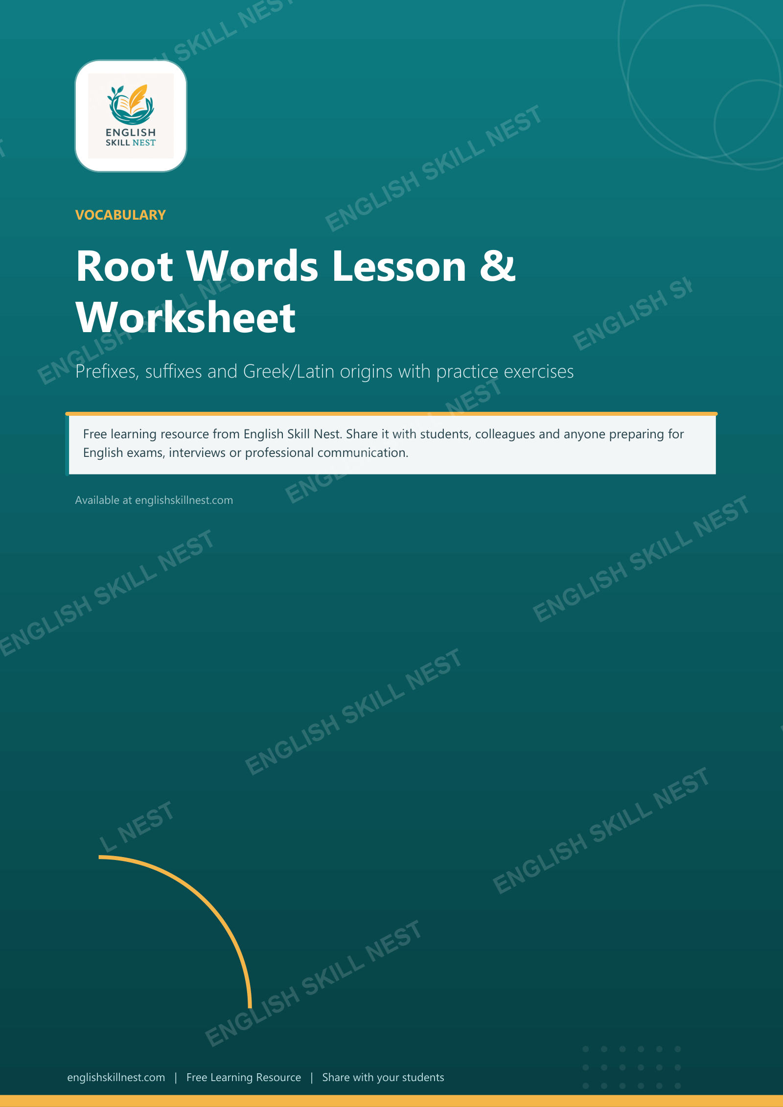 Root Words Lesson & Worksheet - page 1 preview